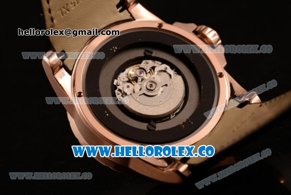 Roger Dubuis Excalibur Knights of the Round Table II Citizen 6T51 Manual Winding Rose Gold Case with Black Jade Dial and Black Leather Strap - (AAAF) - Click Image to Close